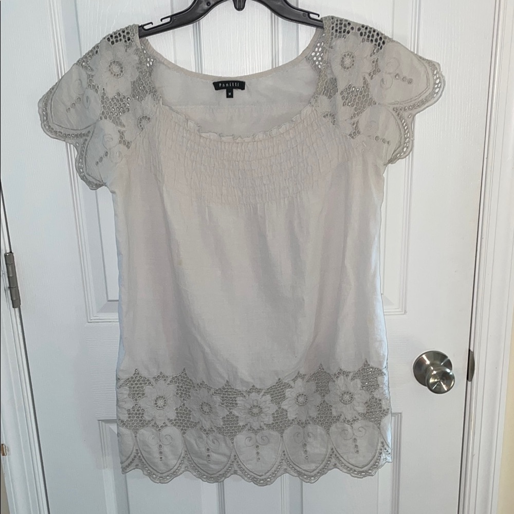 Coquette core light gray intricate lace top/tunic